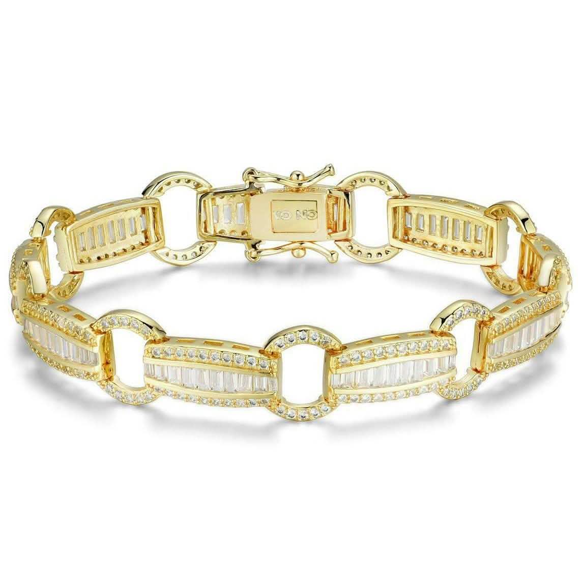 Bracelet tennis élégant à maillons baguette et cristaux