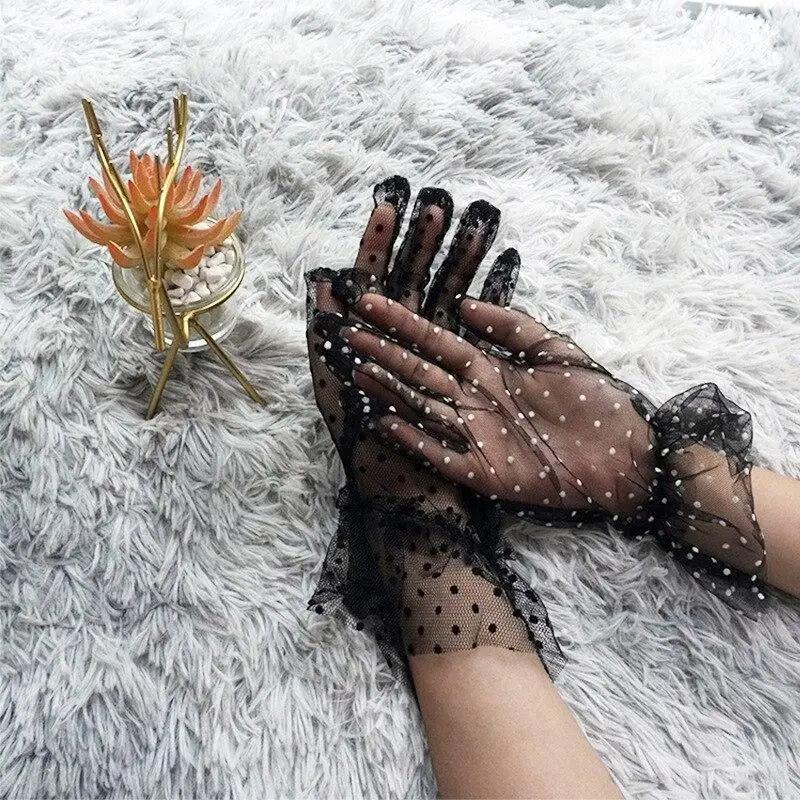 Gants élégants noirs 1 paire femme été souples extensibles taille unique excellents pour toute occasion