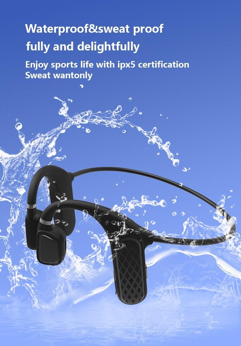Élégants écouteurs sans fil noirs pour l'entraînement et la course à pied, écouteurs Bluetooth avec micro gris, casque Bluetooth 5.0 à conduction osseuse étanche, casque de sport, casques Bluetooth, conception mains libres pour la musique