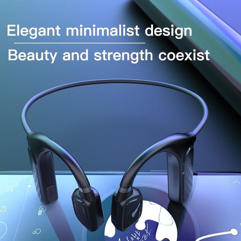 Élégants écouteurs sans fil noirs pour l'entraînement et la course à pied, écouteurs Bluetooth avec micro gris, casque Bluetooth 5.0 à conduction osseuse étanche, casque de sport, casques Bluetooth, conception mains libres pour la musique