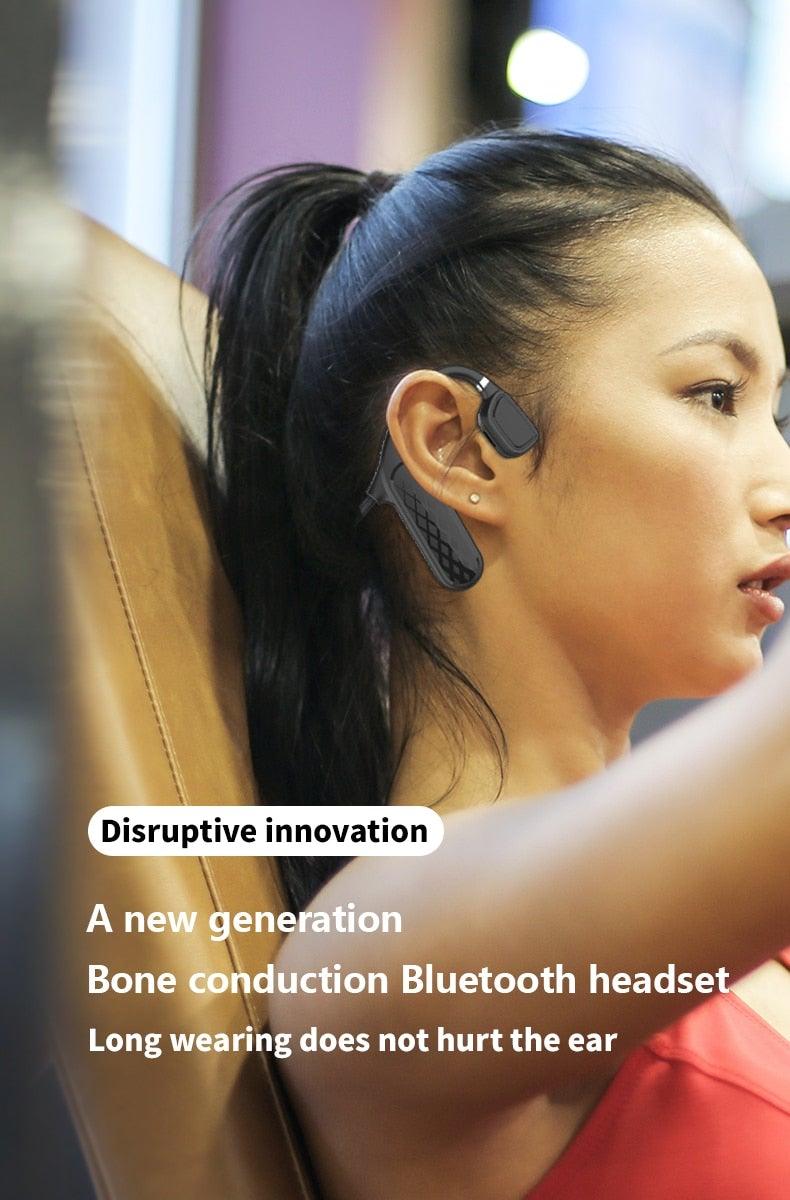 Élégants écouteurs sans fil noirs pour l'entraînement et la course à pied, écouteurs Bluetooth avec micro gris, casque Bluetooth 5.0 à conduction osseuse étanche, casque de sport, casques Bluetooth, conception mains libres pour la musique