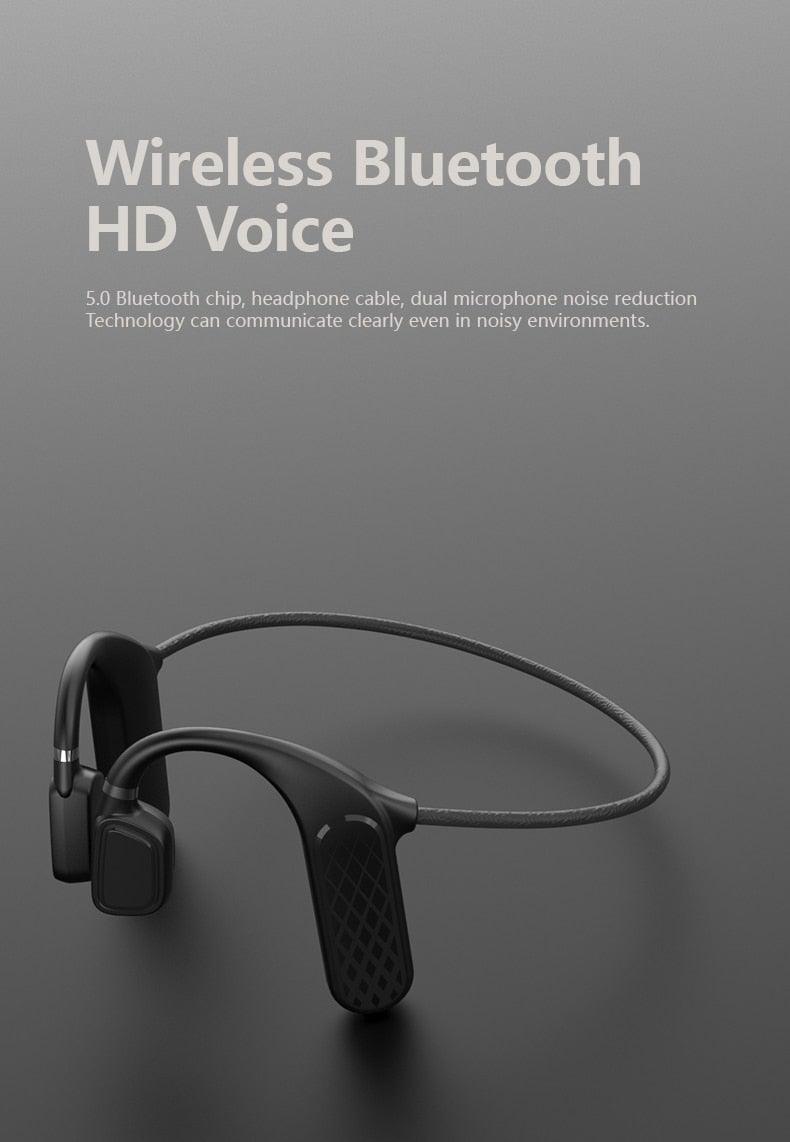 Élégants écouteurs sans fil noirs pour l'entraînement et la course à pied, écouteurs Bluetooth avec micro gris, casque Bluetooth 5.0 à conduction osseuse étanche, casque de sport, casques Bluetooth, conception mains libres pour la musique