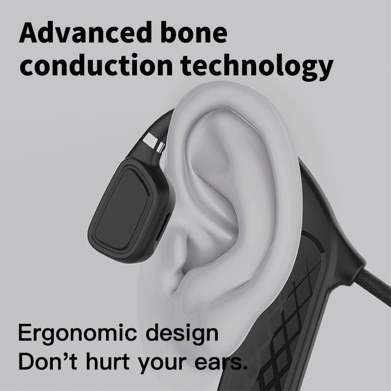 Élégants écouteurs sans fil noirs pour l'entraînement et la course à pied, écouteurs Bluetooth avec micro gris, casque Bluetooth 5.0 à conduction osseuse étanche, casque de sport, casques Bluetooth, conception mains libres pour la musique