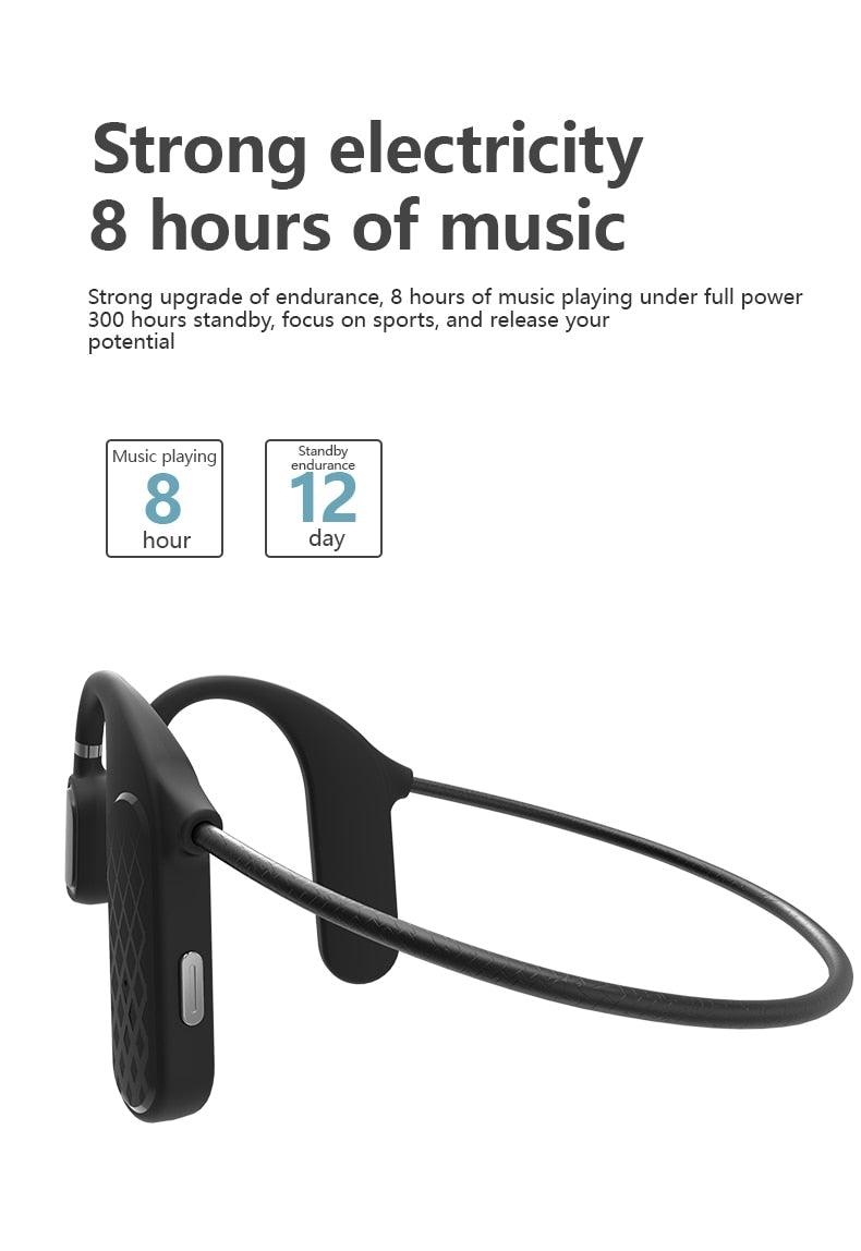 Élégants écouteurs sans fil noirs pour l'entraînement et la course à pied, écouteurs Bluetooth avec micro gris, casque Bluetooth 5.0 à conduction osseuse étanche, casque de sport, casques Bluetooth, conception mains libres pour la musique
