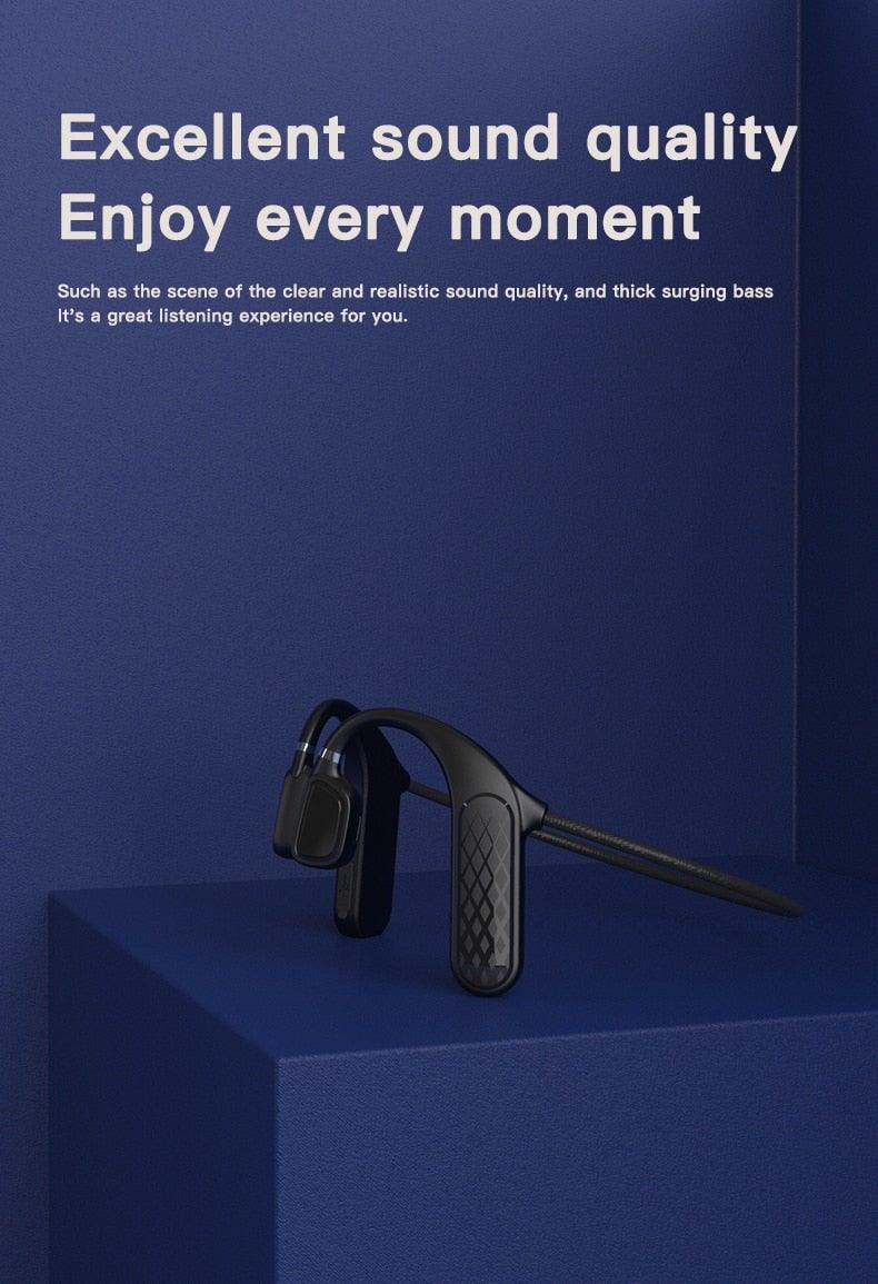 Élégants écouteurs sans fil noirs pour l'entraînement et la course à pied, écouteurs Bluetooth avec micro gris, casque Bluetooth 5.0 à conduction osseuse étanche, casque de sport, casques Bluetooth, conception mains libres pour la musique