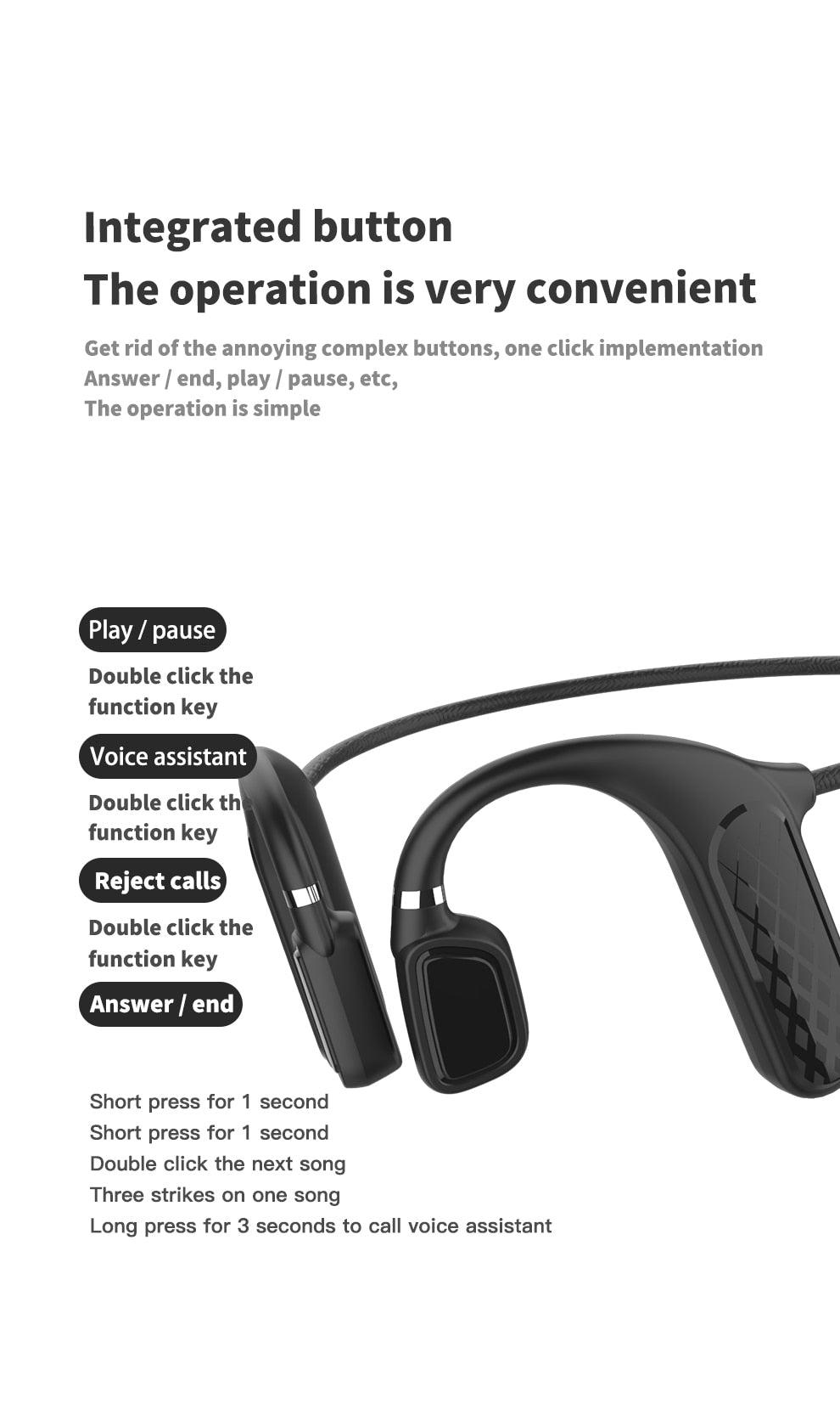 Élégants écouteurs sans fil noirs pour l'entraînement et la course à pied, écouteurs Bluetooth avec micro gris, casque Bluetooth 5.0 à conduction osseuse étanche, casque de sport, casques Bluetooth, conception mains libres pour la musique