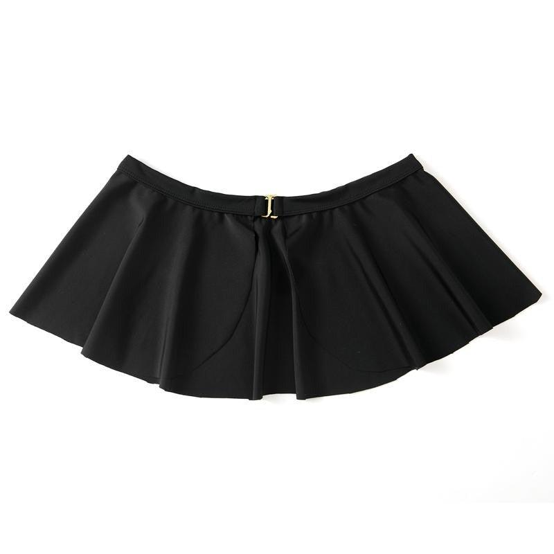 Ensemble de bikinis noirs élégants taille haute, maillot de bain à volants épaule dénudée pour l'été et le printemps, maillot de bain push-up pour femmes, bikini avec anneau et jupe de plage