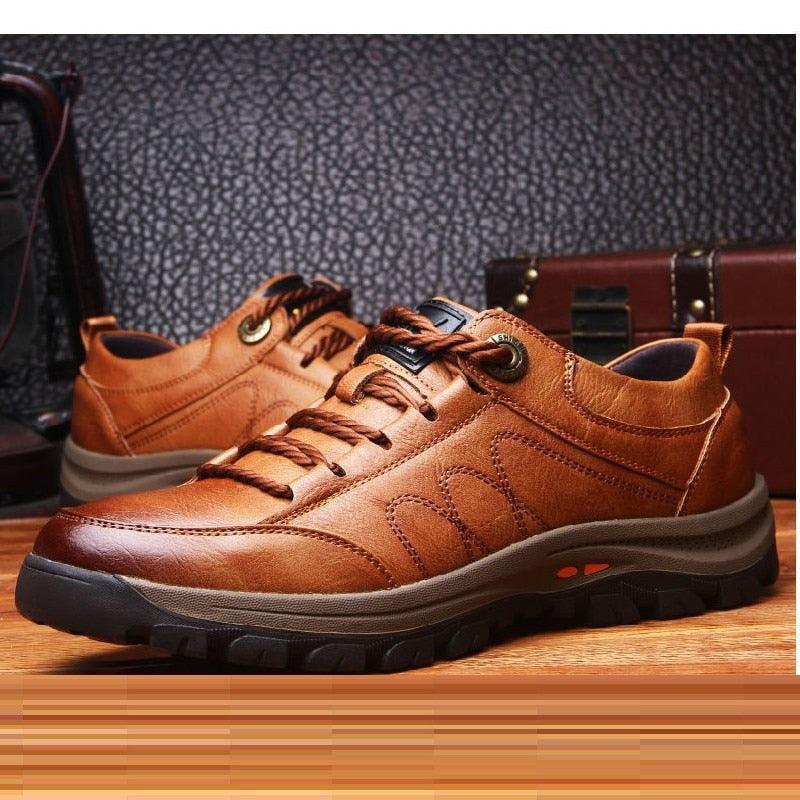 Bottes Habillées Élégantes en Cuir Noir pour Hommes, Sneakers d'Hiver à Plateforme Sans Lacets, Chaussures de Sécurité à Séchage Rapide, Chaussures Tactiques, Sneakers Confortables, Randonnée, Légères, Moto, Montagne, Course, Bottes Courtes
