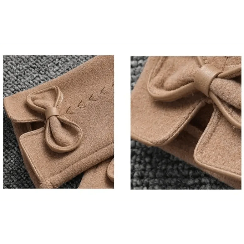 Gants élégants noirs d'hiver chauds pour femmes taille unique style noeud décontractés à la mode pour l'extérieur