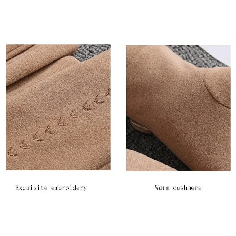 Gants élégants noirs d'hiver chauds pour femmes taille unique style noeud décontractés à la mode pour l'extérieur