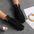 Gants élégants noirs d'hiver chauds pour femmes taille unique style noeud décontractés à la mode pour l'extérieur