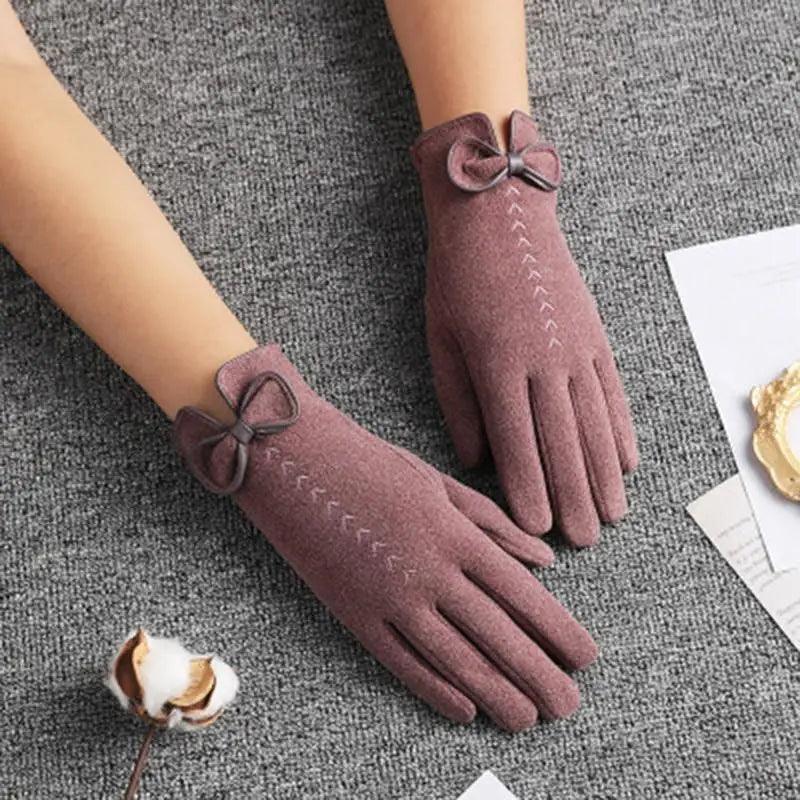 Gants élégants noirs d'hiver chauds pour femmes taille unique style noeud décontractés à la mode pour l'extérieur