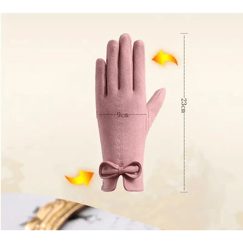 Gants élégants noirs d'hiver chauds pour femmes taille unique style noeud décontractés à la mode pour l'extérieur