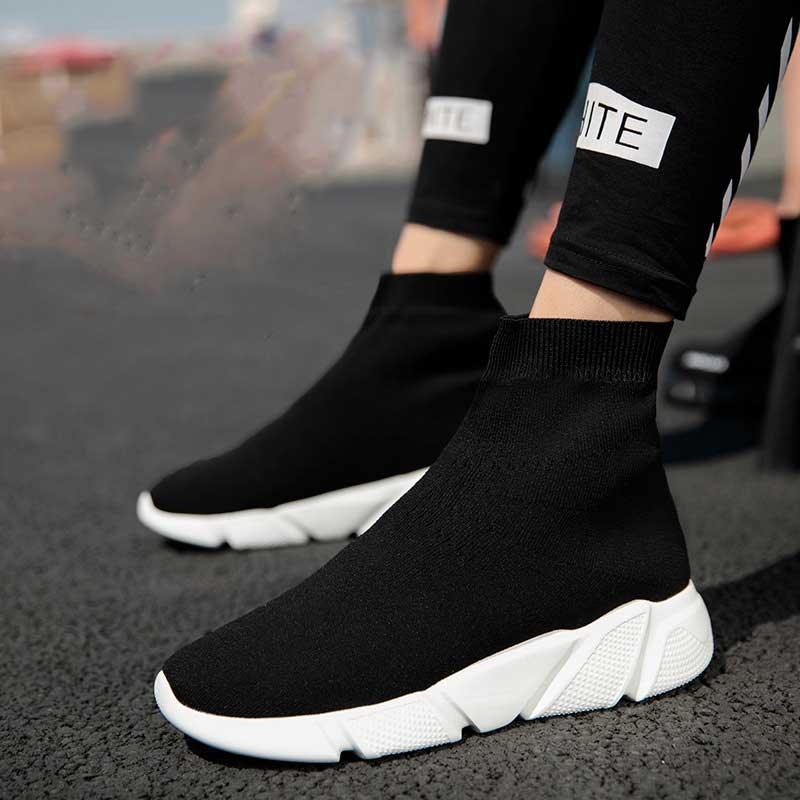 Baskets élégantes noires pour femmes, baskets sans lacets extensibles noires pour femmes, chaussures de marche légères et respirantes, chaussures de course, baskets de sport décontractées en maille pour l'entraînement
