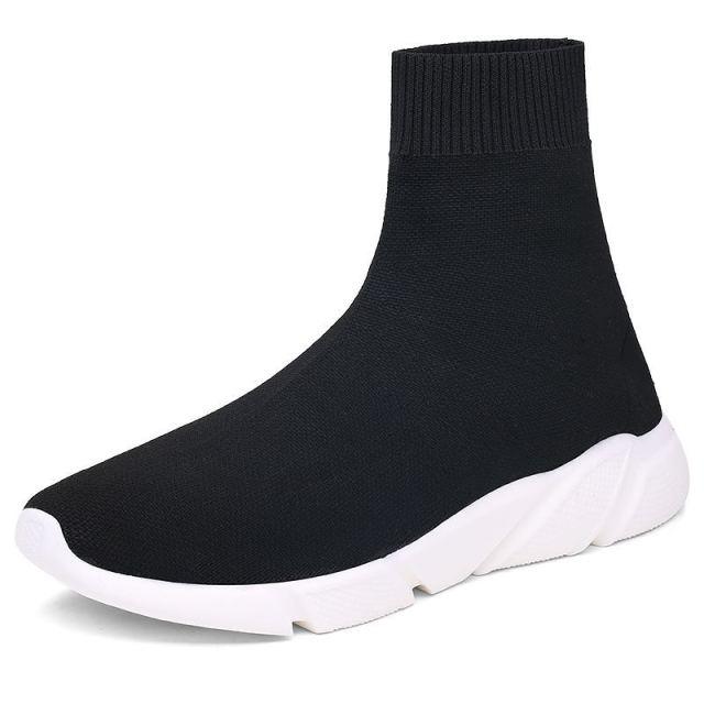 Baskets élégantes noires pour femmes, baskets sans lacets extensibles noires pour femmes, chaussures de marche légères et respirantes, chaussures de course, baskets de sport décontractées en maille pour l'entraînement