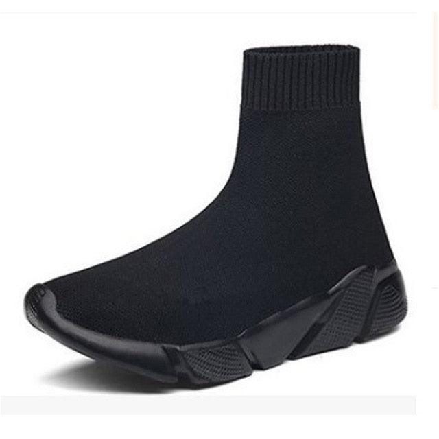 Baskets élégantes noires pour femmes, baskets sans lacets extensibles noires pour femmes, chaussures de marche légères et respirantes, chaussures de course, baskets de sport décontractées en maille pour l'entraînement