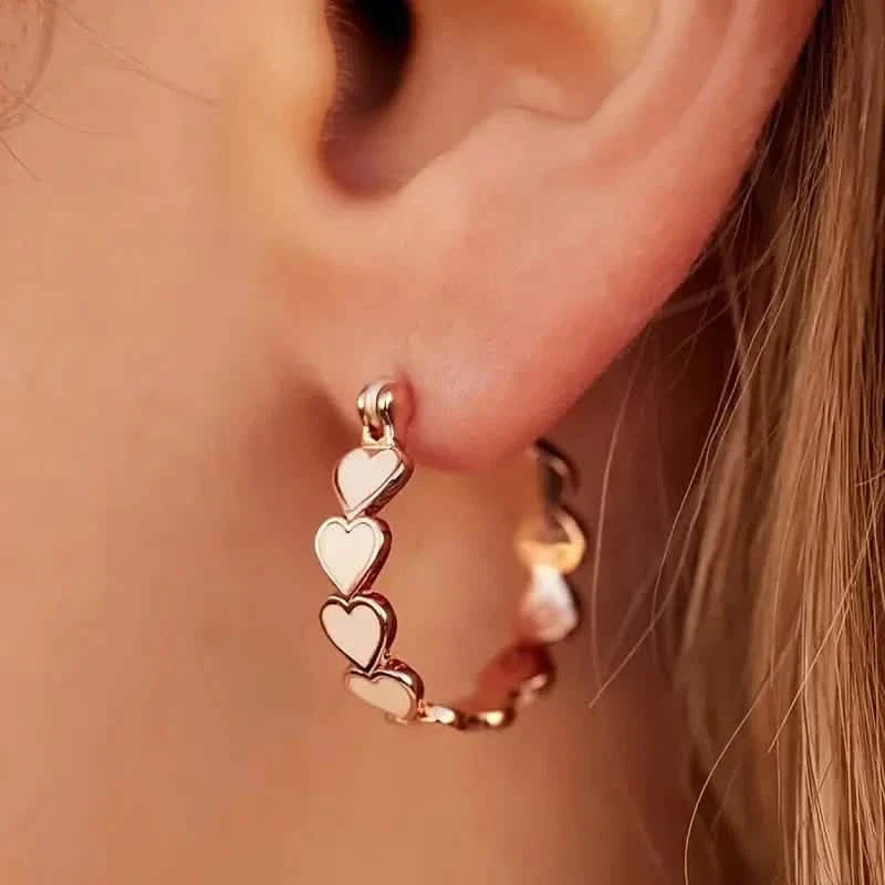 Élégantes Boucles d'Oreilles Créoles Cœur Style Boho-Chic pour Femmes - Cuivre Sans Nickel, Idéales pour le Quotidien et les Fêtes