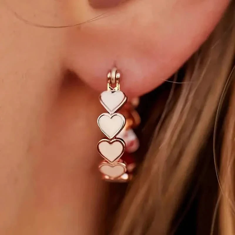 Élégantes Boucles d'Oreilles Créoles Cœur Style Boho-Chic pour Femmes - Cuivre Sans Nickel, Idéales pour le Quotidien et les Fêtes