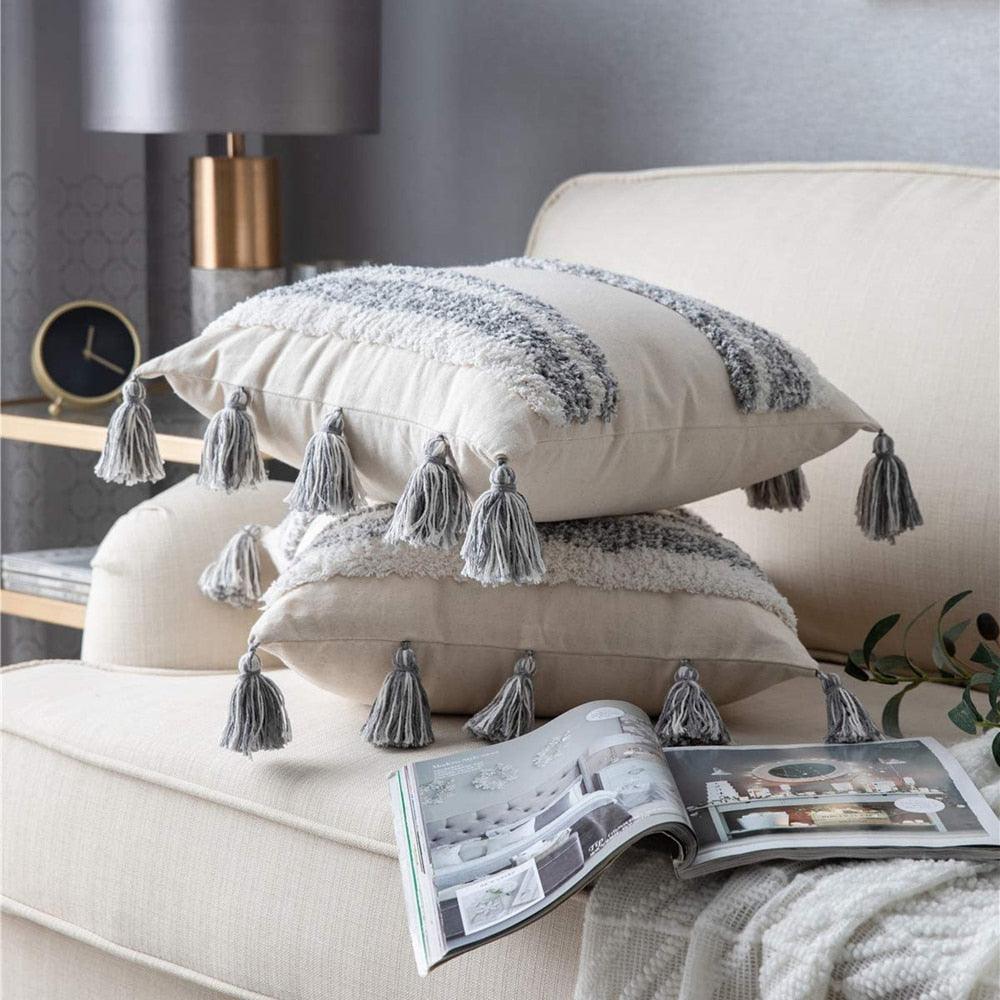 Housse de coussin élégante, Housses de coussin décoratives bohèmes en coton tissé, Housse de coussin pour salon, chambre à coucher, Taie d'oreiller, Décoration nordique d'automne