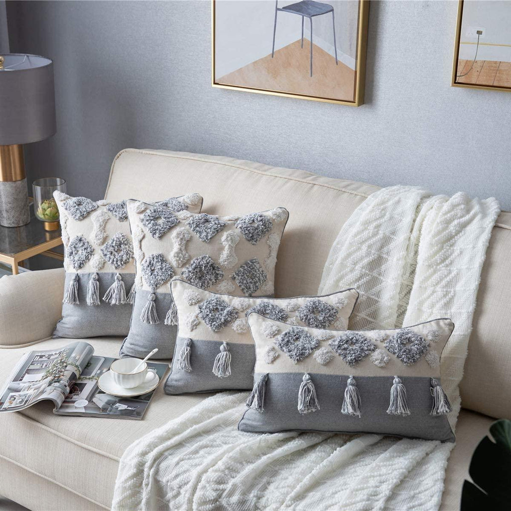Housse de coussin élégante, Housses de coussin décoratives bohèmes en coton tissé, Housse de coussin pour salon, chambre à coucher, Taie d'oreiller, Décoration nordique d'automne