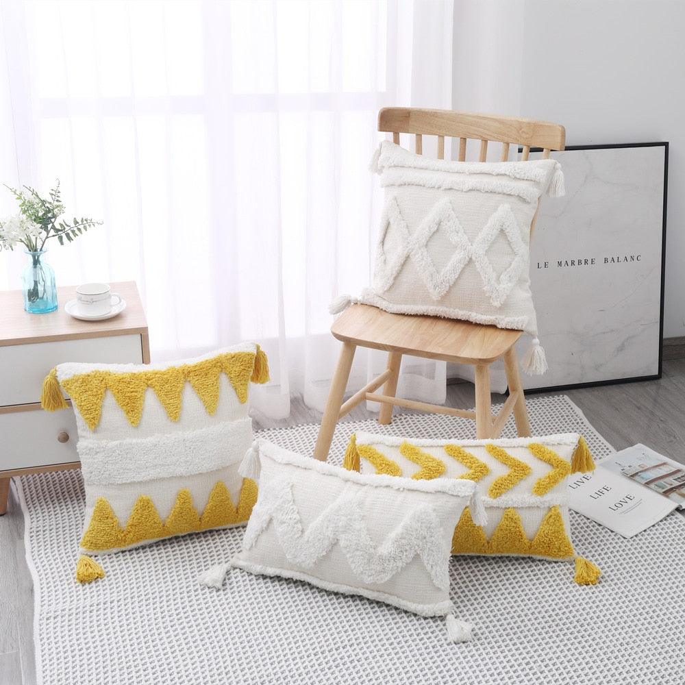 Housse de coussin élégante, Housses de coussin décoratives bohèmes en coton tissé, Housse de coussin pour salon, chambre à coucher, Taie d'oreiller, Décoration nordique d'automne