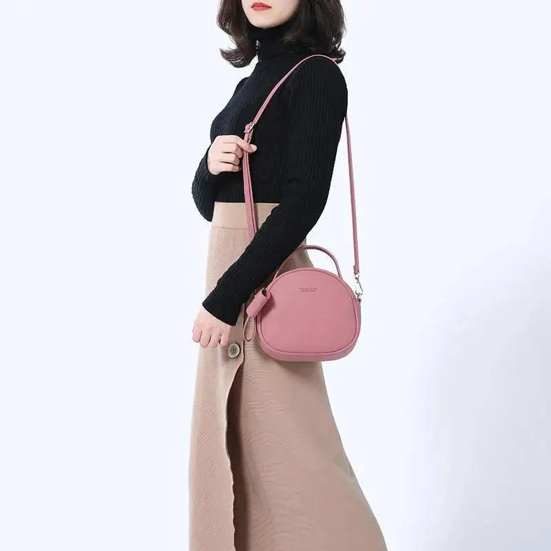 Sac à main femme élégant et mignon géométrique en cuir PU souple, sac bandoulière rond pour femme.