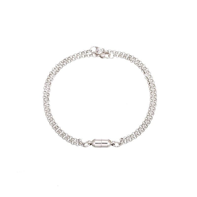 Bracelet magnétique élégant en forme de cœur pour couples, bracelets magnétiques en acier inoxydable pour couples, bracelets longue distance tactiles, bracelets assortis en forme de cœur, ensemble de bracelets ajustables en acier inoxydable, cadeau