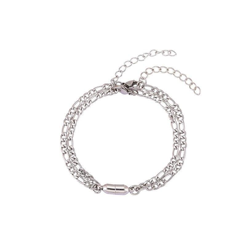 Bracelet magnétique élégant en forme de cœur pour couples, bracelets magnétiques en acier inoxydable pour couples, bracelets longue distance tactiles, bracelets assortis en forme de cœur, ensemble de bracelets ajustables en acier inoxydable, cadeau
