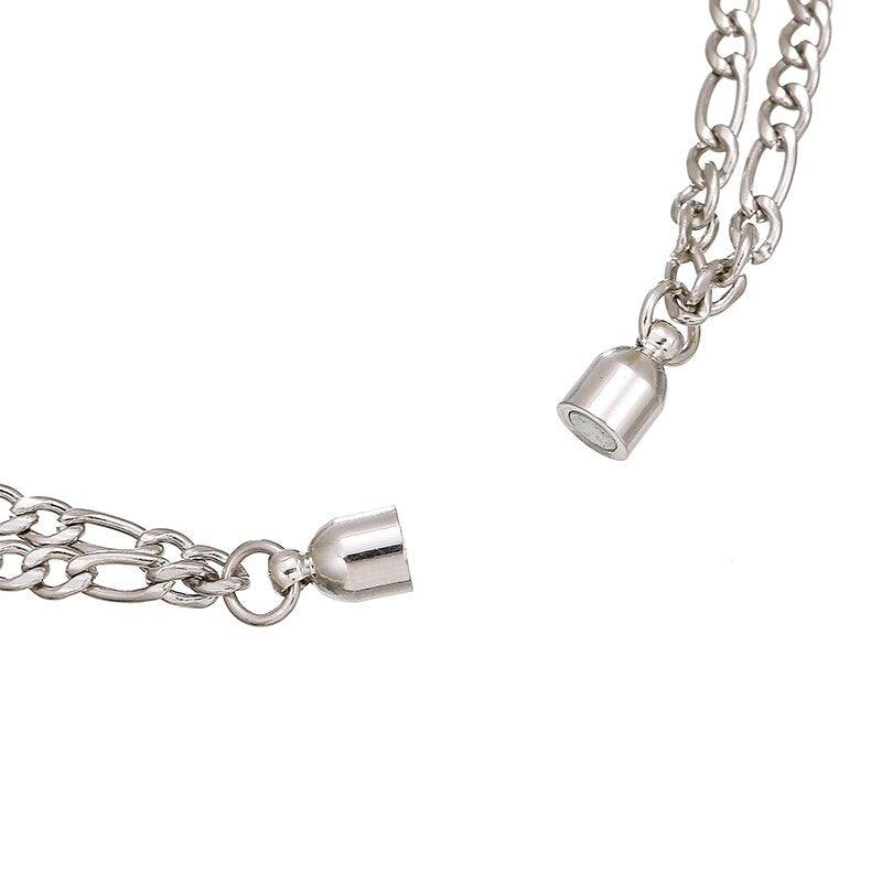 Bracelet magnétique élégant en forme de cœur pour couples, bracelets magnétiques en acier inoxydable pour couples, bracelets longue distance tactiles, bracelets assortis en forme de cœur, ensemble de bracelets ajustables en acier inoxydable, cadeau