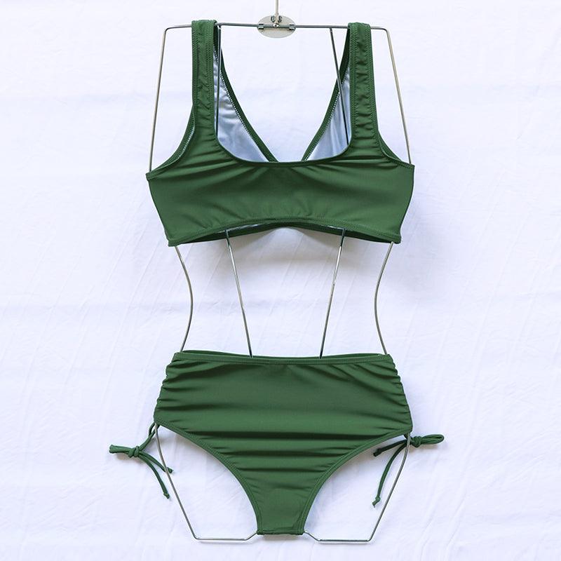 Ensemble de bikini élégant taille haute maillot de bain push-up pour femmes nouveau maillot de bain noir twist bikini taille haute pour femmes maillot de bain d'été 2 pièces à lacets à nouer devant