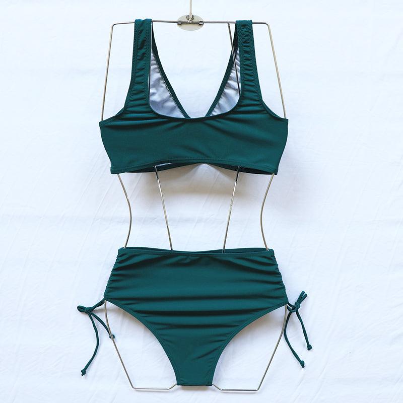 Ensemble de bikini élégant taille haute maillot de bain push-up pour femmes nouveau maillot de bain noir twist bikini taille haute pour femmes maillot de bain d'été 2 pièces à lacets à nouer devant