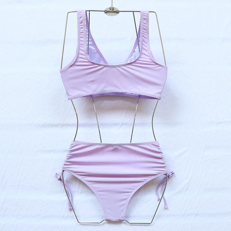 Ensemble de bikini élégant taille haute maillot de bain push-up pour femmes nouveau maillot de bain noir twist bikini taille haute pour femmes maillot de bain d'été 2 pièces à lacets à nouer devant