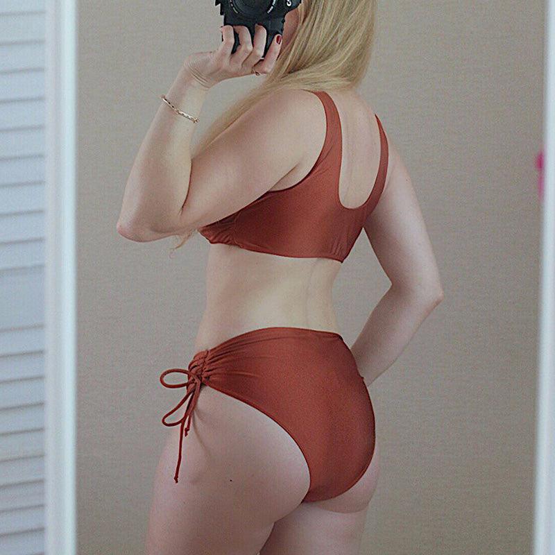 Ensemble de bikini élégant taille haute maillot de bain push-up pour femmes nouveau maillot de bain noir twist bikini taille haute pour femmes maillot de bain d'été 2 pièces à lacets à nouer devant