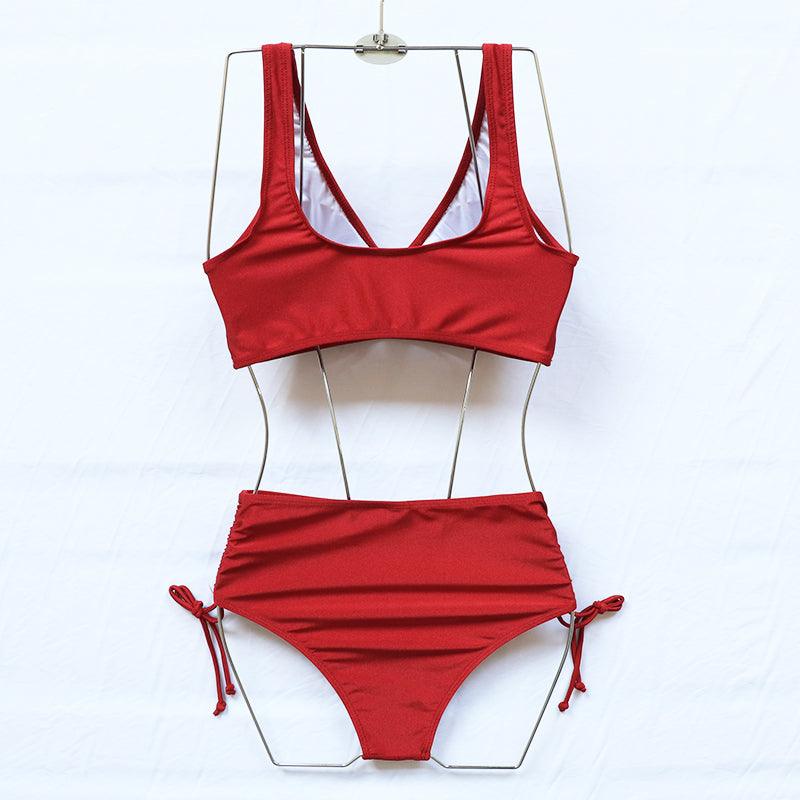 Ensemble de bikini élégant taille haute maillot de bain push-up pour femmes nouveau maillot de bain noir twist bikini taille haute pour femmes maillot de bain d'été 2 pièces à lacets à nouer devant