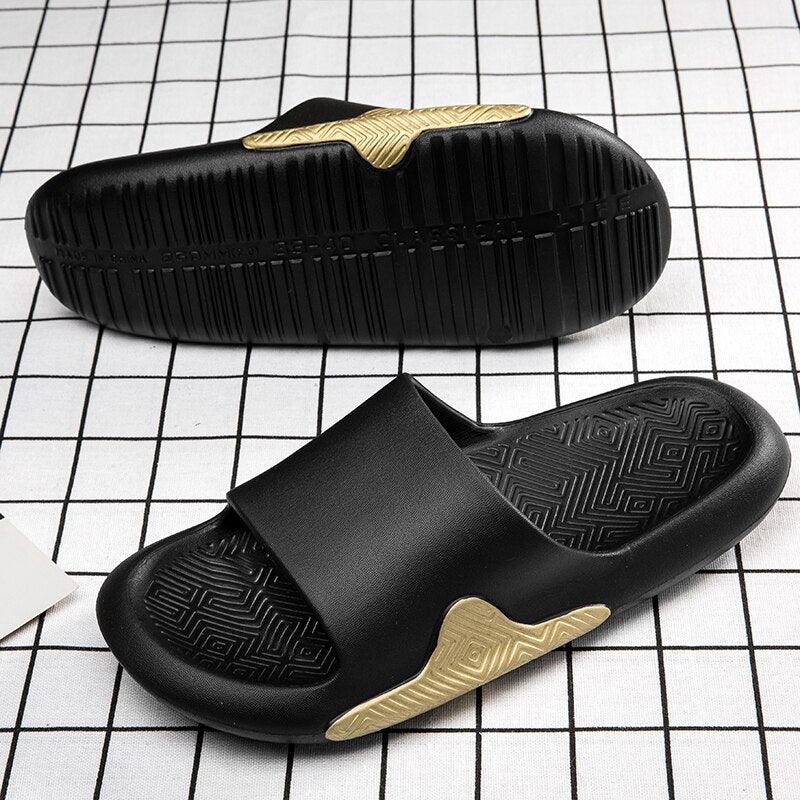 Pantoufles Élégantes Noires pour Hommes, Douces et Légères, Antidérapantes, pour la Maison, Chaussons d'Été Anti-Odeurs, Chaussures de Douche Mixtes en EVA, Mousse de Massage, Ultra Douces et Antidérapantes