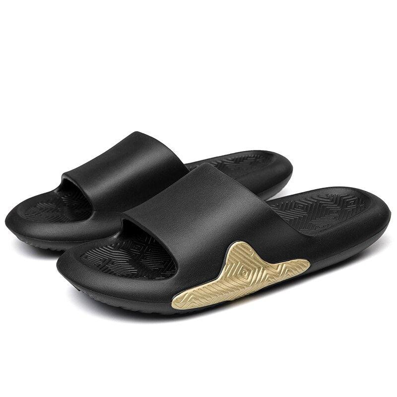 Pantoufles Élégantes Noires pour Hommes, Douces et Légères, Antidérapantes, pour la Maison, Chaussons d'Été Anti-Odeurs, Chaussures de Douche Mixtes en EVA, Mousse de Massage, Ultra Douces et Antidérapantes