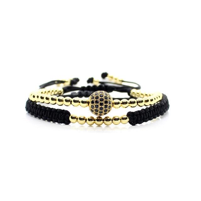 Bracelets élégants en perles dorées pour hommes et femmes, ajustables, bijoux de luxe tressés impériaux pour hommes et garçons