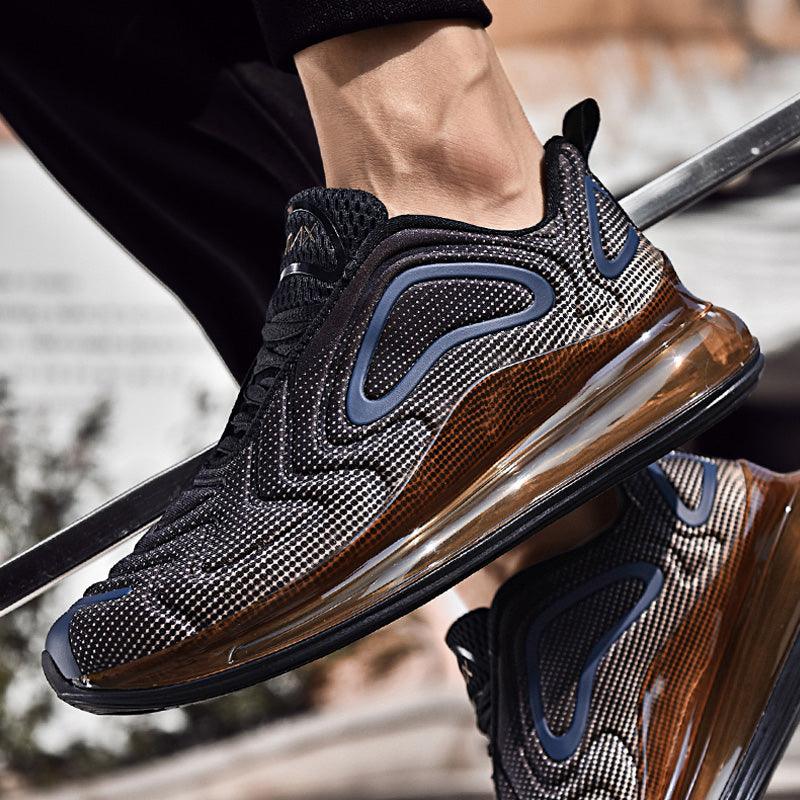 Baskets de sport de course élégantes pour hommes avec coussin d'air, pour entraînement en extérieur, design à talons hauts, maille respirante, design athlétique de luxe, antidérapantes, pour tennis, sport et marche