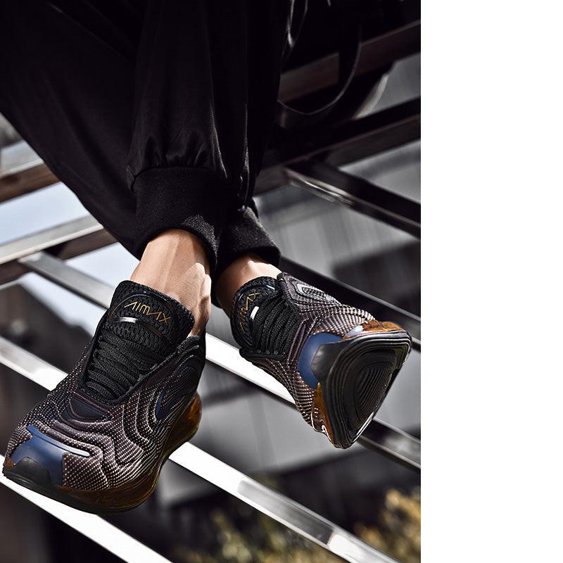 Baskets de sport de course élégantes pour hommes avec coussin d'air, pour entraînement en extérieur, design à talons hauts, maille respirante, design athlétique de luxe, antidérapantes, pour tennis, sport et marche