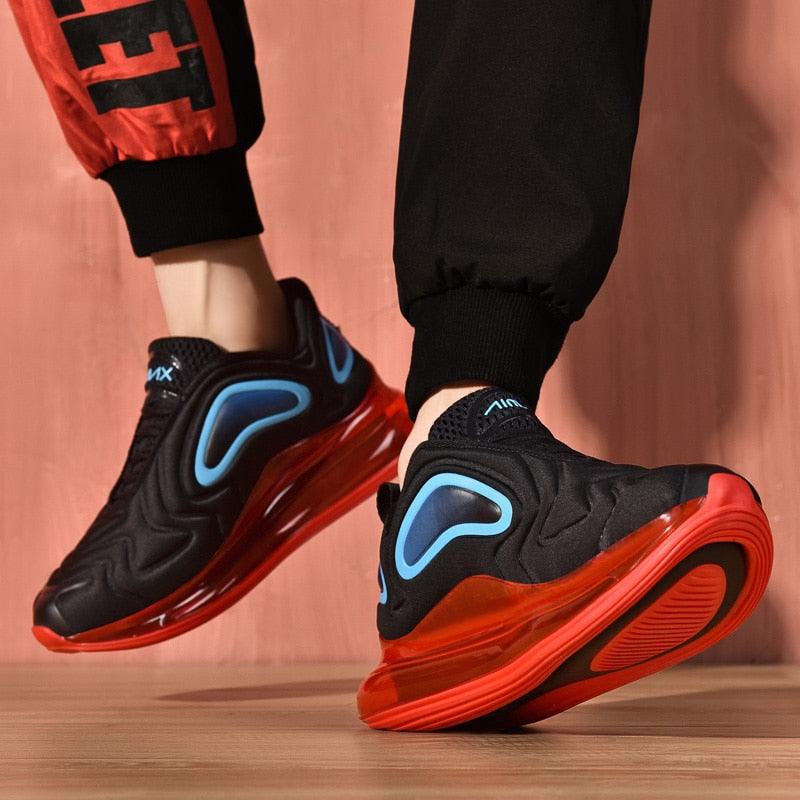 Baskets de sport de course élégantes pour hommes avec coussin d'air, pour entraînement en extérieur, design à talons hauts, maille respirante, design athlétique de luxe, antidérapantes, pour tennis, sport et marche