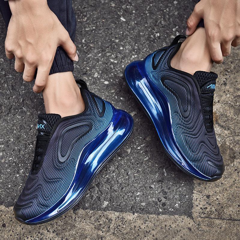 Baskets de sport de course élégantes pour hommes avec coussin d'air, pour entraînement en extérieur, design à talons hauts, maille respirante, design athlétique de luxe, antidérapantes, pour tennis, sport et marche