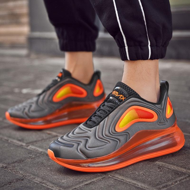 Baskets de sport de course élégantes pour hommes avec coussin d'air, pour entraînement en extérieur, design à talons hauts, maille respirante, design athlétique de luxe, antidérapantes, pour tennis, sport et marche