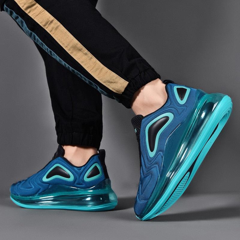 Baskets de sport de course élégantes pour hommes avec coussin d'air, pour entraînement en extérieur, design à talons hauts, maille respirante, design athlétique de luxe, antidérapantes, pour tennis, sport et marche