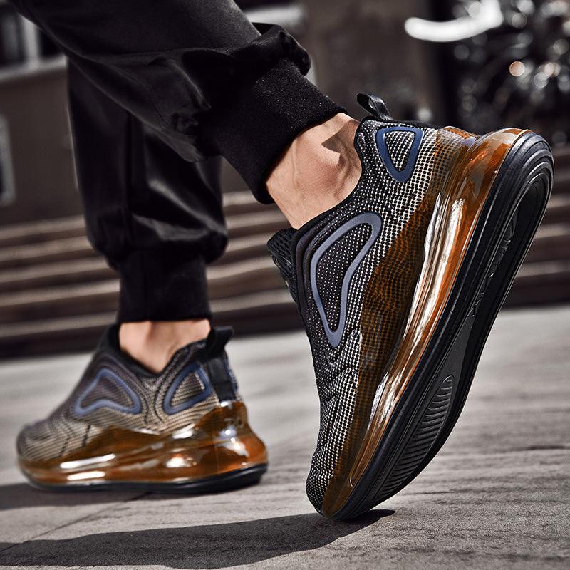 Baskets de sport de course élégantes pour hommes avec coussin d'air, pour entraînement en extérieur, design à talons hauts, maille respirante, design athlétique de luxe, antidérapantes, pour tennis, sport et marche
