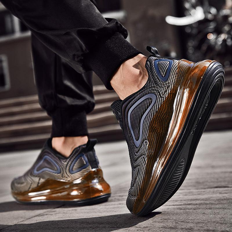 Baskets de sport de course élégantes pour hommes avec coussin d'air, pour entraînement en extérieur, design à talons hauts, maille respirante, design athlétique de luxe, antidérapantes, pour tennis, sport et marche