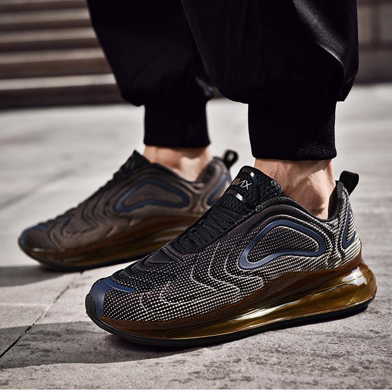Baskets de sport de course élégantes pour hommes avec coussin d'air, pour entraînement en extérieur, design à talons hauts, maille respirante, design athlétique de luxe, antidérapantes, pour tennis, sport et marche