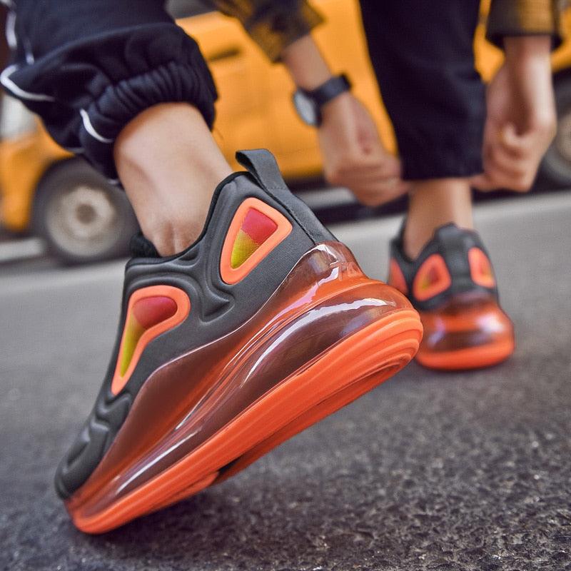 Baskets de sport de course élégantes pour hommes avec coussin d'air, pour entraînement en extérieur, design à talons hauts, maille respirante, design athlétique de luxe, antidérapantes, pour tennis, sport et marche