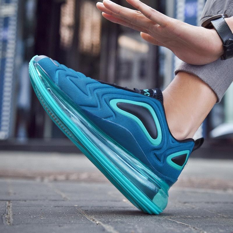 Baskets de sport de course élégantes pour hommes avec coussin d'air, pour entraînement en extérieur, design à talons hauts, maille respirante, design athlétique de luxe, antidérapantes, pour tennis, sport et marche