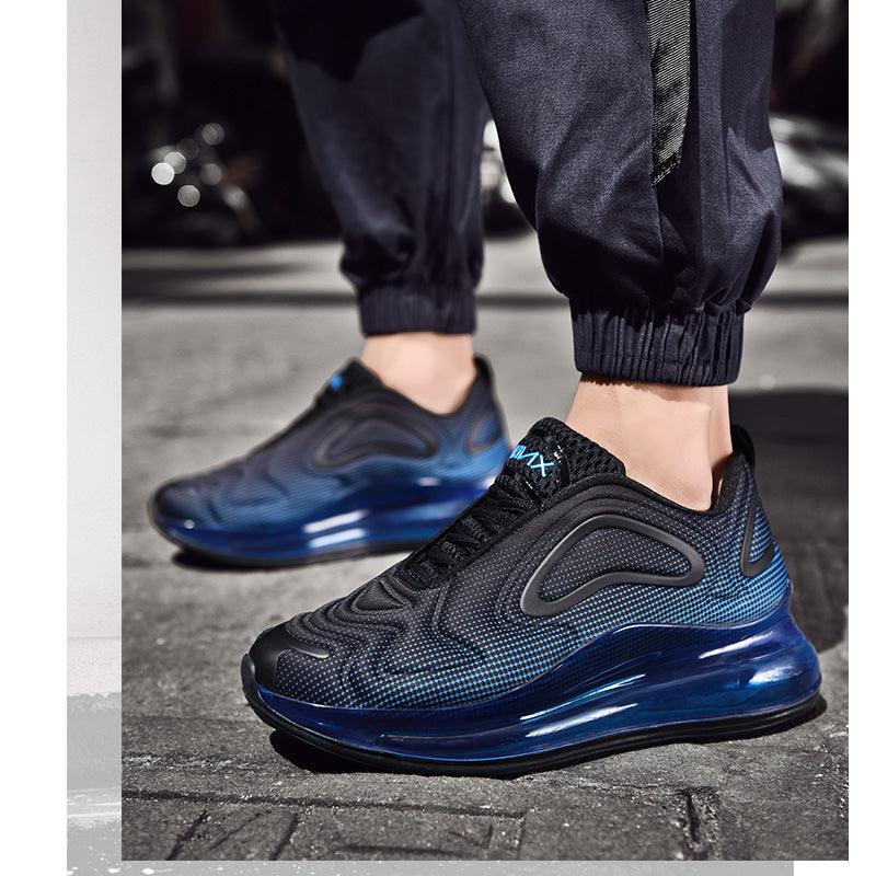 Baskets de sport de course élégantes pour hommes avec coussin d'air, pour entraînement en extérieur, design à talons hauts, maille respirante, design athlétique de luxe, antidérapantes, pour tennis, sport et marche