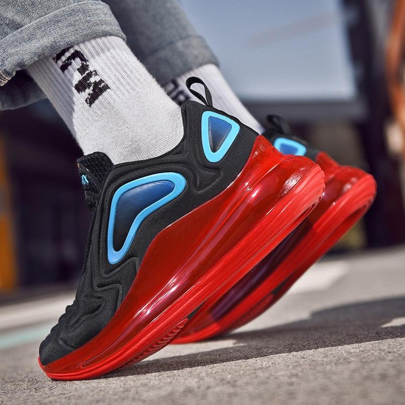Baskets de sport de course élégantes pour hommes avec coussin d'air, pour entraînement en extérieur, design à talons hauts, maille respirante, design athlétique de luxe, antidérapantes, pour tennis, sport et marche